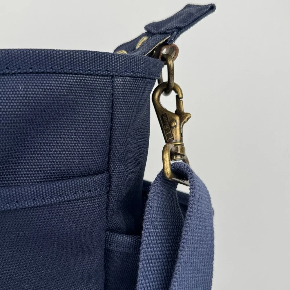 L.L.Bean Stonington Daily Commuter Travel Work Bag Navy Blue Canvas 17